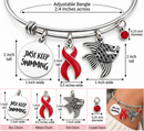 Red Awareness Ribbon Bracelet, Just Keep Swimming, Heart Disease, HIV AIDS, Stroke Awareness, Recovery Gift
