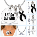 Let Go Let God Necklace, Black Ribbon Melanoma Awareness, Skin Cancer Survivor Gift, Christian Faith Cross Jewelry, Sympathy Encouragement Gift