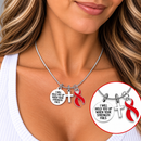 Red Awareness Ribbon Necklace – “I Will Hold You Up” Heart Disease & Stroke Awareness Gift, Faith Necklace with Cross
