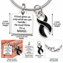 Melanoma Awareness Necklace, Black Ribbon Jewelry, Badass Cancer Survivor Gift, Skin Cancer Warrior Necklace, Christian Encouragement Gift