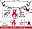 Red Ribbon Awareness Bracelet, Heart Disease, Stroke, HIV AIDS Support Gift, Inspirational Survivor Jewelry, Adjustable Charm Bangle