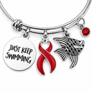 Red Awareness Ribbon Bracelet, Just Keep Swimming, Heart Disease, HIV AIDS, Stroke Awareness, Recovery Gift