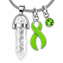 Lime Ribbon Healing Quartz Crystal Necklace