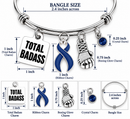 Navy Blue Colorectal Cancer Awareness Bracelet – Total Badass Colon Cancer Survivor Gift – Boxing Glove Fighter Jewelry