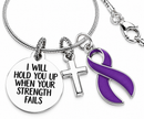 Violet Ribbon Hodgkin Lymphoma Awareness Necklace – “I Will Hold You Up” Faith Cross Necklace, Cancer Fighter & Survivor Gift