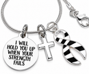 Zebra Ribbon Rare Disease Awareness Necklace – EDS & Neuroendocrine Tumor Gift, “I Will Hold You Up” Faith Cross Necklace