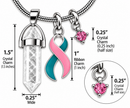 Pink & Teal Previvor Awareness Ribbon Clear Quartz Necklace – BRCA1 BRCA2 Genetic Cancer Risk Healing Crystal Gift