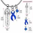 Periwinkle Awareness Ribbon Clear Quartz Crystal Necklace – Stomach Cancer, Esophageal Cancer & Eating Disorder Awareness Gift