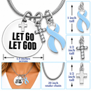 Let Go Let God Necklace, Light Blue Ribbon Prostate Cancer Awareness Gift, Christian Faith Cross Jewelry, Cancer Survivor Encouragement