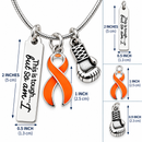 Orange Ribbon Necklace, Leukemia Awareness Gift, Kidney Cancer Gift, This Is Tough But So Am I, Cancer Fighter Necklace, Chemo Gift