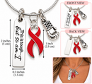 Red Ribbon Necklace, This Is Tough But So Am I, Heart Disease Stroke Awareness Gift, Cancer Fighter Necklace, Survivor Warrior Jewelry