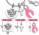 Pink Ribbon Breast Cancer Necklace, I Will Hold You Up When Your Strength Fails, Breast Cancer Gift, Christian Cancer Support Jewelry