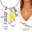 Yellow Ribbon Awareness Necklace, This Is Tough But So Am I, Cancer Fighter Gift, Boxing Glove Necklace, Survivor Support Jewelry