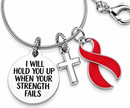 Red Awareness Ribbon Necklace – “I Will Hold You Up” Heart Disease & Stroke Awareness Gift, Faith Necklace with Cross