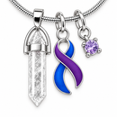 Blue & Purple Ribbon Healing Quartz Crystal Necklace