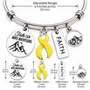 Yellow Ribbon Awareness Bracelet, Faith Can Move Mountains Bracelet, Cancer & Endometriosis Awareness Gift, Warrior Survivor Jewelry