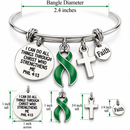 Green Ribbon Faith Bracelet, Mental Health Awareness Jewelry, Depression Support Gift, Philippians 4:13 Christian Bracelet, Organ Donation Gift