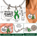 Green Ribbon Awareness Necklace, Mental Health Kidney Disease Gift, Organ Donation Jewelry, Matthew 28:20 Christian Faith Necklace