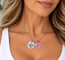 Pink Ribbon Breast Cancer Necklace, I Will Hold You Up When Your Strength Fails, Breast Cancer Gift, Christian Cancer Support Jewelry