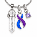 Blue & Purple Ribbon Healing Quartz Crystal Necklace