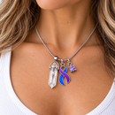 Blue & Purple Ribbon Healing Quartz Crystal Necklace
