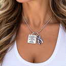 ALS Awareness Necklace, Blue White Ribbon Jewelry, Badass Warrior Gift, Funny Christian Inspirational Necklace, Faith & Strength Gift