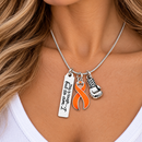 Orange Ribbon Necklace, Leukemia Awareness Gift, Kidney Cancer Gift, This Is Tough But So Am I, Cancer Fighter Necklace, Chemo Gift