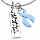 Light Blue Awareness Ribbon Necklace, She Is Fierce Jewelry, Prostate Cancer Awareness, Men's Health Support, Cancer Survivor Gift, Warrior Necklace