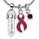 Burgundy Awareness Ribbon Clear Quartz Crystal Necklace – Healing Crystal Jewelry, Multiple Myeloma, Sickle Cell, Brain Aneurysm & Chronic Illness Support Gift