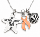 Choose Any Awareness Ribbon Necklace, You Can't Stop the Waves Starfish Pendant, Personalized Cancer Survivor Gift, Inspirational Beach Jewelry