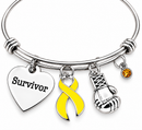 Yellow Ribbon Survivor Bracelet – Bladder Cancer Awareness, Endometriosis & Military Support Gift, Boxing Glove Fighter Jewelry