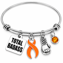 Orange Awareness Ribbon Bracelet – Total Badass Cancer Survivor Bracelet – Leukemia, Kidney Cancer & MS Fighter Gift