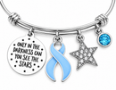 Prostate Cancer Awareness Bracelet, Light Blue Ribbon Jewelry, Prostate Cancer Survivor Gift, Inspirational Cancer Support Bracelet