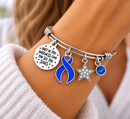 Periwinkle Ribbon Awareness Bracelet, Stomach Cancer Survivor Gift, Esophageal Cancer Support Jewelry, Inspirational Warrior Bracelet