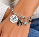 Black Ribbon Awareness Bracelet, Melanoma Cancer Survivor Gift, Only in the Darkness Can You See the Stars, Grief & Memorial Jewelry