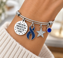 Colon Cancer Awareness Bracelet, Navy Blue Ribbon Jewelry, Colorectal Cancer Survivor Gift, Only in the Darkness Can You See the Stars