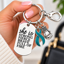 Choose Any Awareness Ribbon Keychain, Cancer Survivor Gift, Chronic Illness Warrior, She Is Strong Fierce Brave, Personalized Ribbon Color
