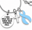 Light Blue Ribbon Awareness Necklace, I Will Hold You Up Necklace, Prostate Cancer Gift, Men’s Health ALS Support, Christian Encouragement Jewelry