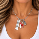 Red & White Ribbon Necklace, This Is Tough But So Am I, Aplastic Anemia Gift, DVT Awareness, Head Neck Cancer Survivor Jewelry