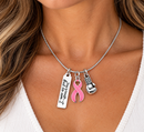 Pink Ribbon Breast Cancer Necklace, This Is Tough But So Am I, Breast Cancer Fighter Gift, Chemo Gift, Survivor Jewelry, Boxing Glove