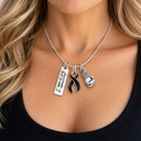 Black Ribbon Cancer Awareness Necklace – This Is Tough But So Am I Jewelry – Boxing Glove Fighter Gift – Melanoma Survivor Necklace