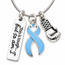 Light Blue Ribbon Necklace, Prostate Cancer Gift, This Is Tough But So Am I Necklace, Cancer Fighter Jewelry, Chemo Survivor Gift