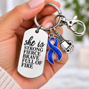 Periwinkle Ribbon Keychain, Stomach Cancer Awareness Gift, Esophageal Cancer Survivor, Eating Disorder Recovery, Strong Fierce Brave Gift