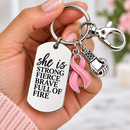 Breast Cancer Awareness Keychain, Pink Ribbon Survivor Gift, Chemo Encouragement Gift, Mastectomy Recovery, Strong Fierce Brave Warrior Gift