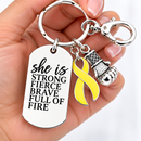 Choose Any Awareness Ribbon Keychain, Cancer Survivor Gift, Chronic Illness Warrior, She Is Strong Fierce Brave, Personalized Ribbon Color