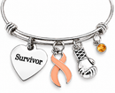 Peach Ribbon Survivor Bracelet – Uterine & Endometrial Cancer Awareness Gift, Cancer Fighter Boxing Glove Bracelet