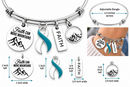 Teal & White Awareness Ribbon Faith Bracelet, Cervical Cancer Awareness Gift, Faith Can Move Mountains, Survivor Support Jewelry