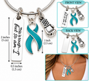 Teal Ribbon Necklace, This Is Tough But So Am I, Ovarian Cancer Gift, PCOS Endometriosis Awareness, Cancer Fighter Survivor Jewelry