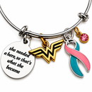 Pink & Teal (Previvor) Ribbon - She Needed a Hero, So That's What She Became