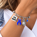 Periwinkle Awareness Ribbon Bracelet – Total Badass Stomach Cancer Survivor Bracelet – Esophageal Cancer & Eating Disorder Awareness Gift